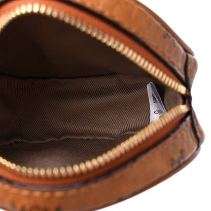MCM Visetos Round Coin Pouch Key Ring Bag Charm Cognac 5 of 8