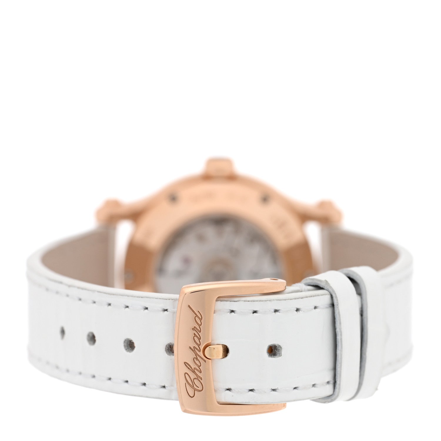 Chopard 18K Rose Gold Alligator 5 Diamond 30mm Happy Sport Automatic Watch White 3 of 6