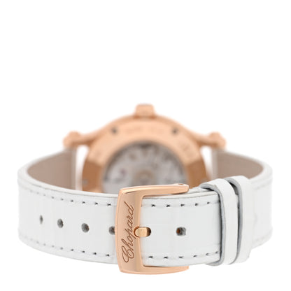 Chopard 18K Rose Gold Alligator 5 Diamond 30mm Happy Sport Automatic Watch White 3 of 6
