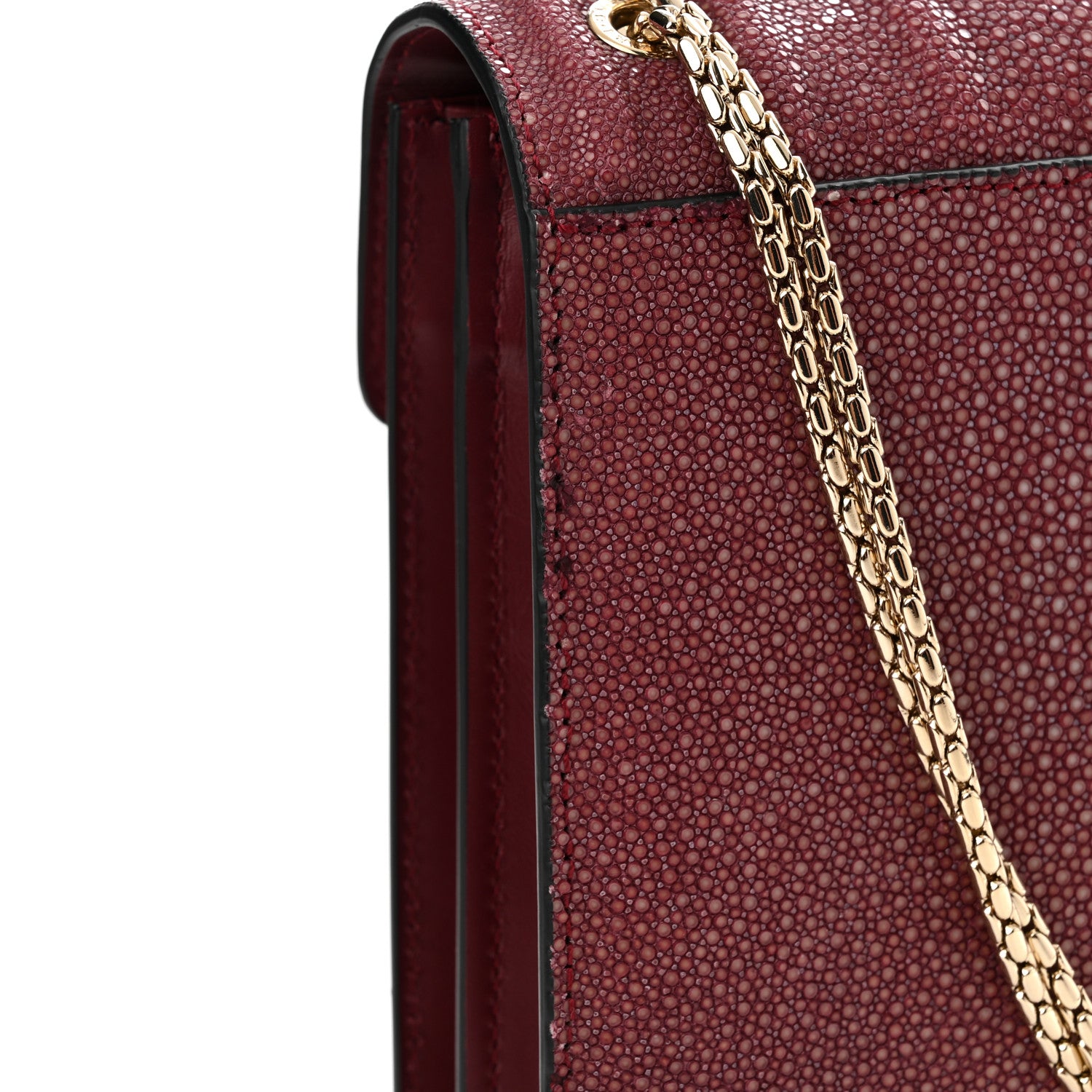 Bulgari Calfskin Galuchat Serpenti Forever Shoulder Bag Plum 10 of 10