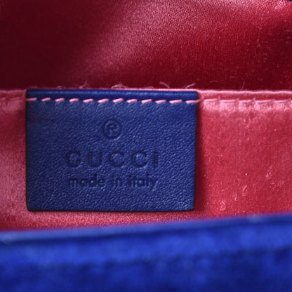 Gucci Velvet Matelasse Mini GG Marmont Shoulder Bag Cobalt Blue 6 of 8