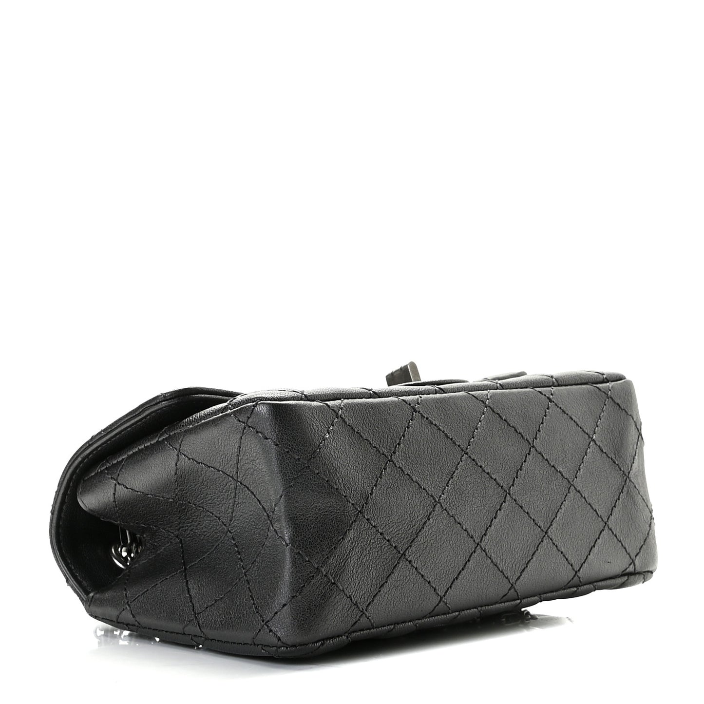 Metallic Sheepskin Quilted 2.55 Reissue Mini Flap Dark Grey
