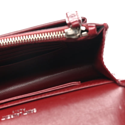 Saint Laurent Calfskin Crocodile Embossed Monogram Sunset Chain Wallet Palissandre 5 of 9
