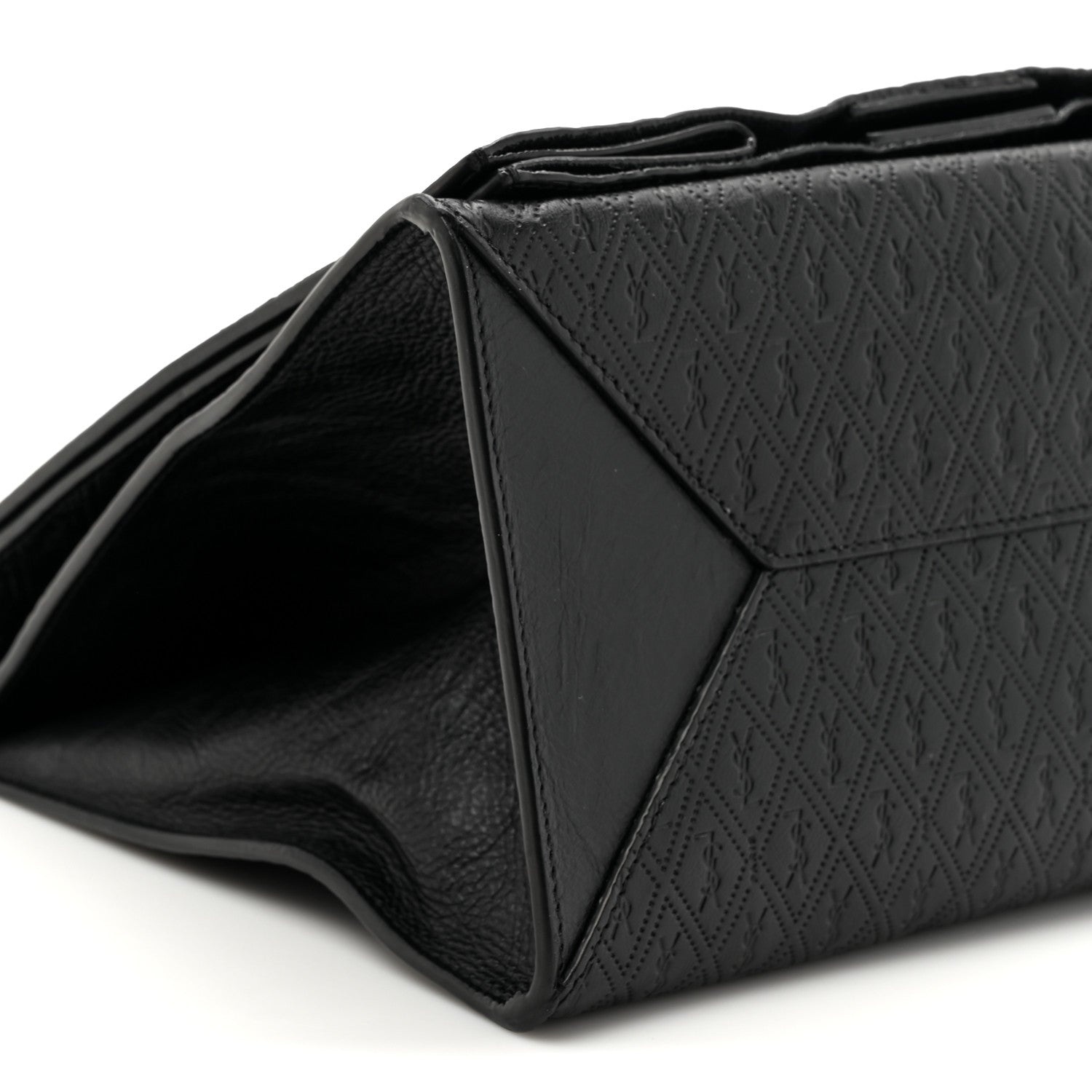 Saint Laurent Calfskin Monogram Deli Paper Bag  Vintage Black 9 of 10