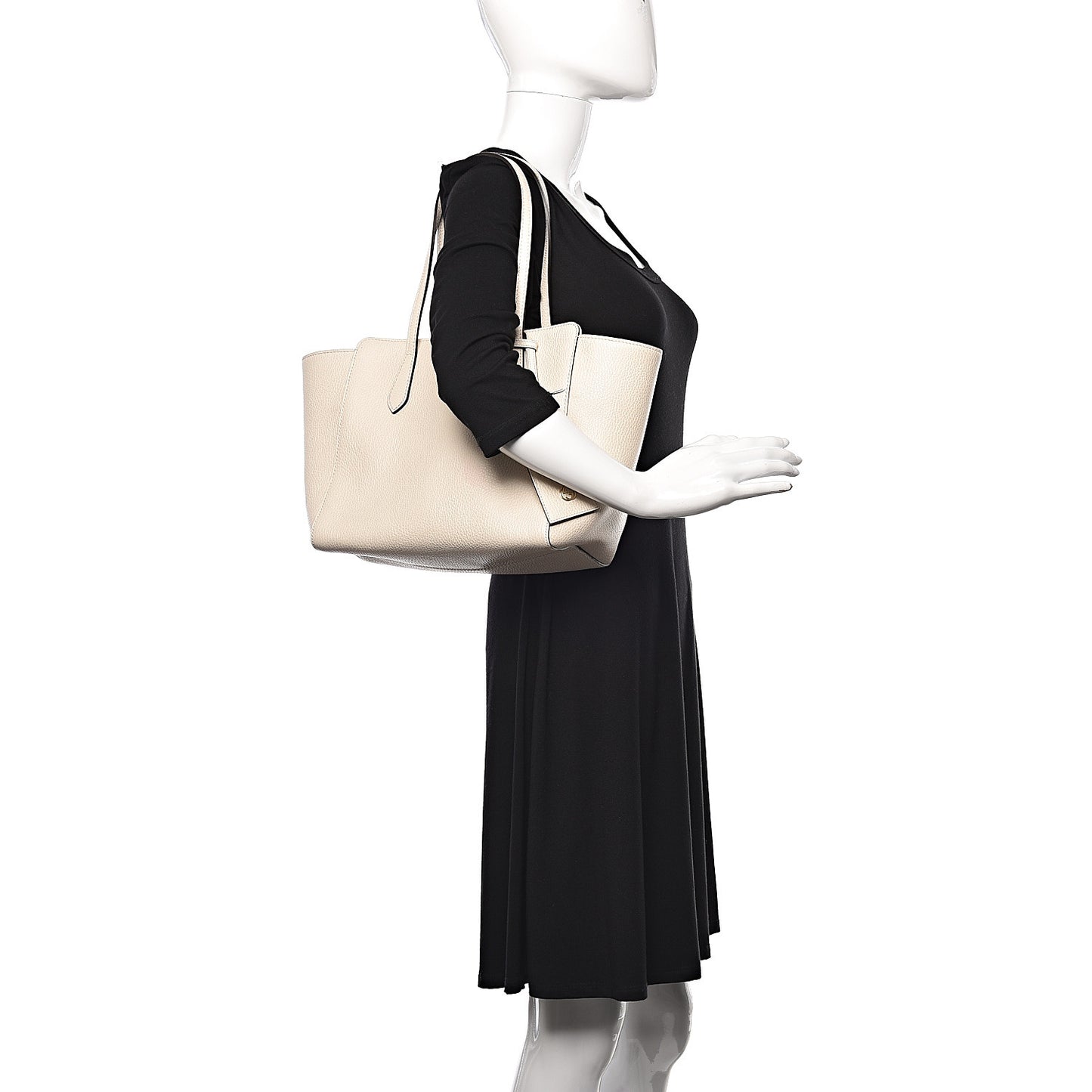 Dollar Calfskin Small Swing Tote Mystic White