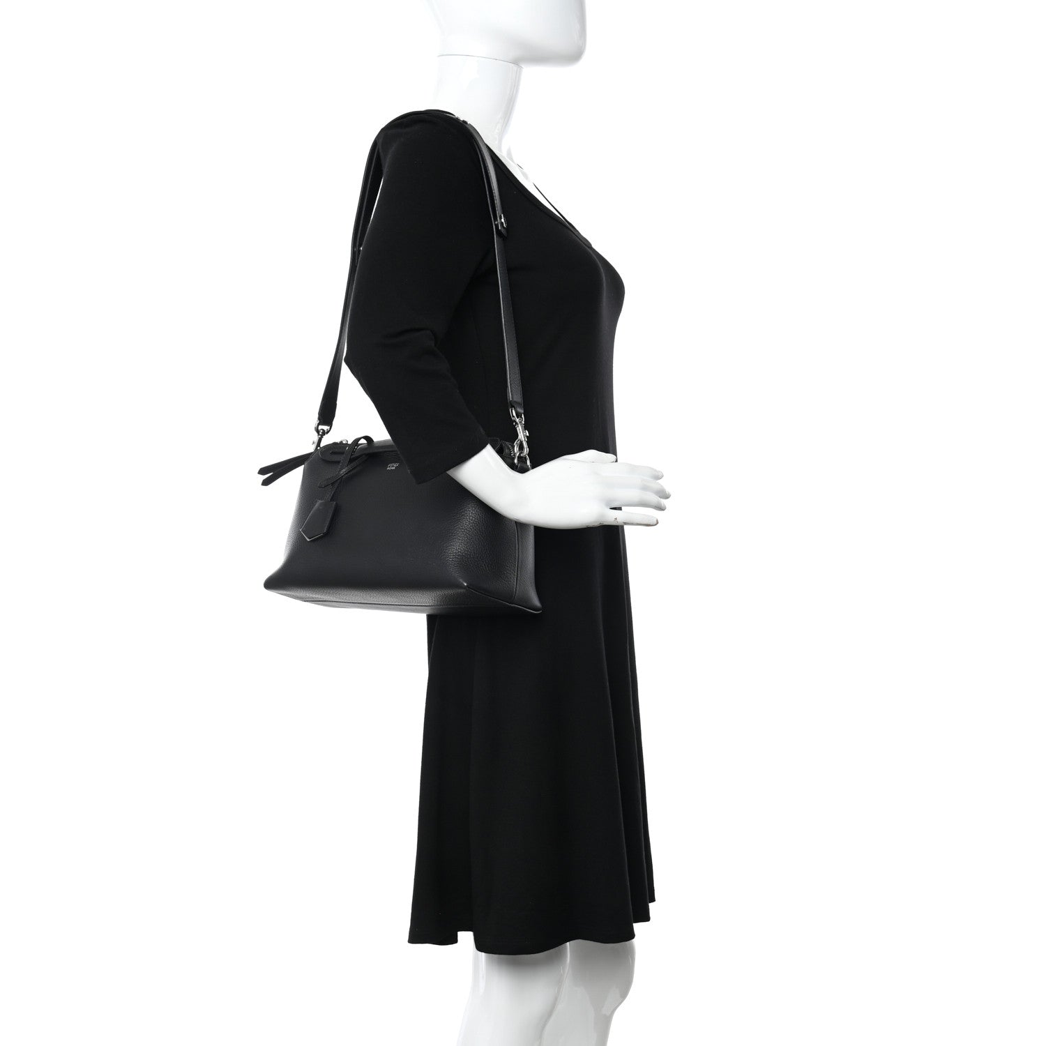 Fendi Vitello Dolce Medium By The Way Boston Bag Black 2 of 11