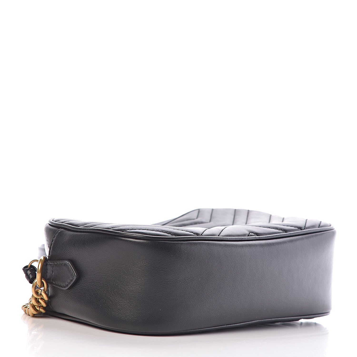 Gucci Calfskin Matelasse Small GG Marmont Chain Shoulder Bag Black 4 of 12