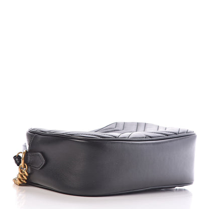 Gucci Calfskin Matelasse Small GG Marmont Chain Shoulder Bag Black 4 of 12