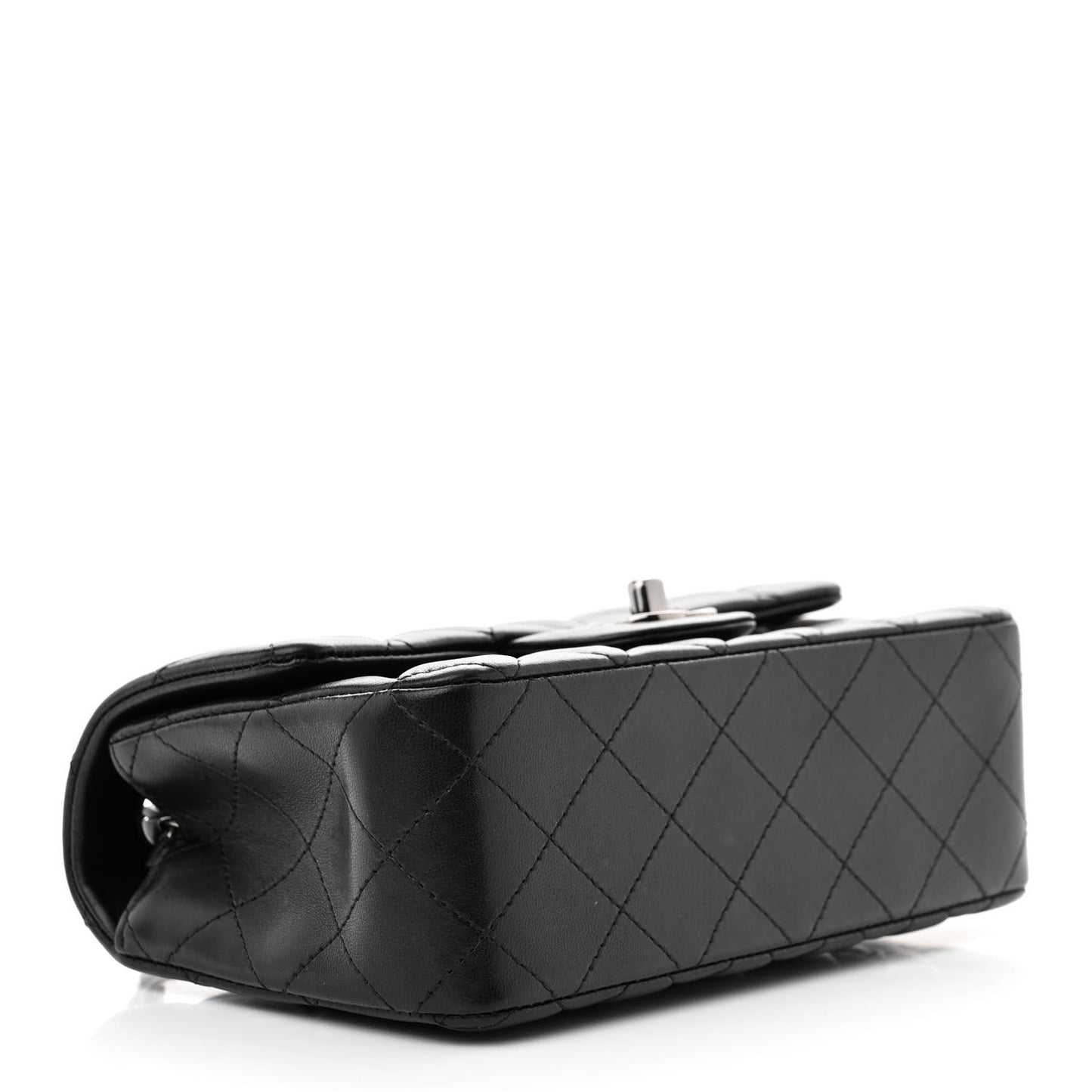 Lambskin Quilted Mini Rectangular Flap Black