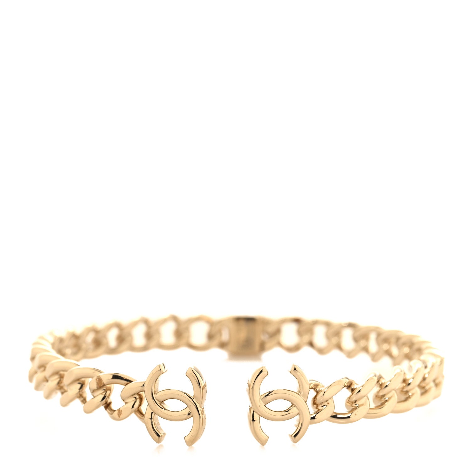 Chanel Metal CC Chain Link Choker Necklace M Gold 1 of 4