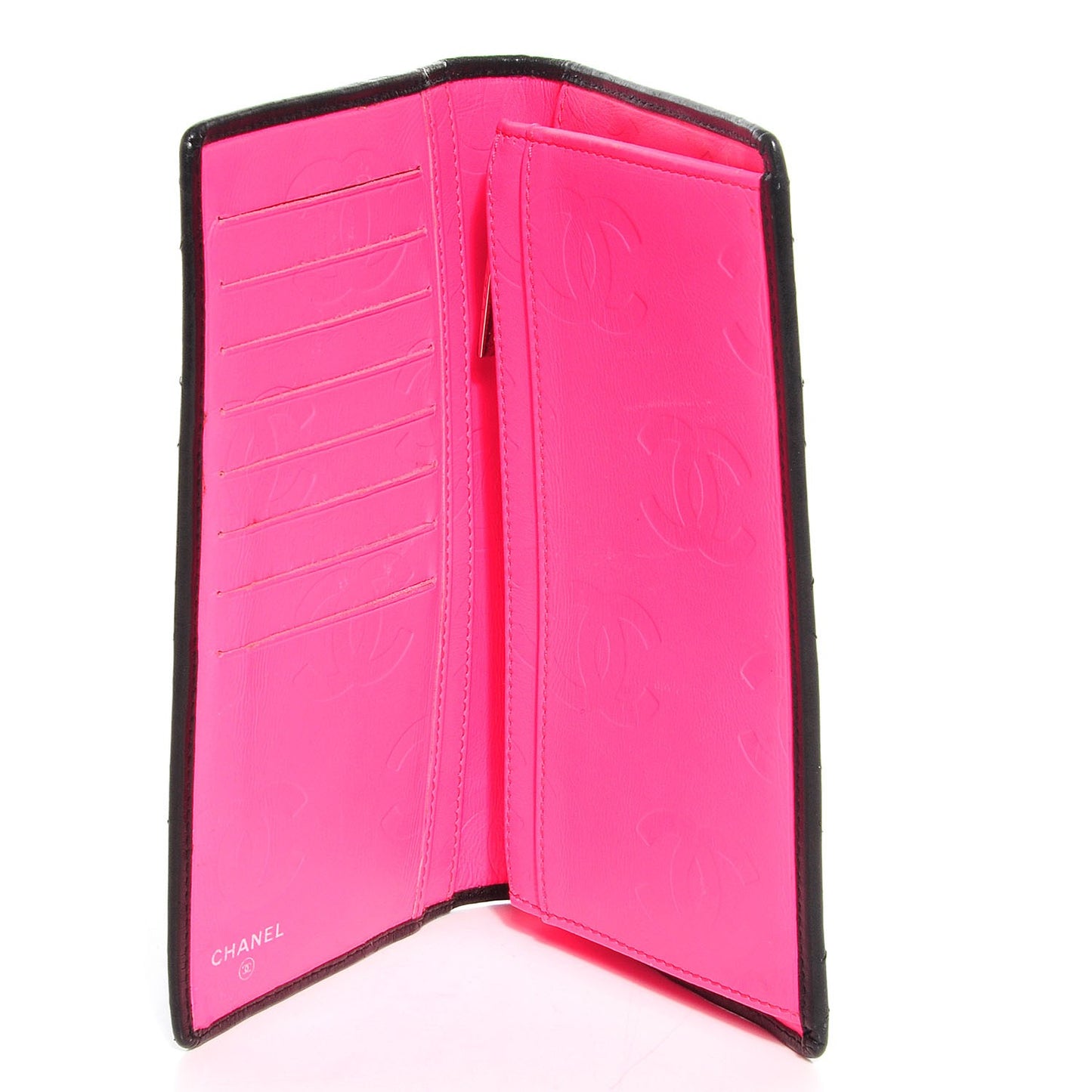 Calfskin Quilted Cambon Yen Wallet Black