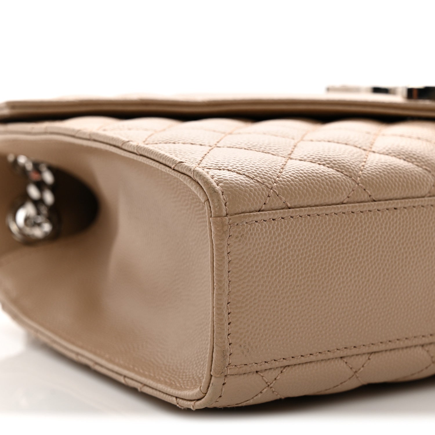 Saint Laurent Grain De Poudre Textured Mixed Matelasse Medium Triquilt Monogram Satchel Dark Beige 9 of 10