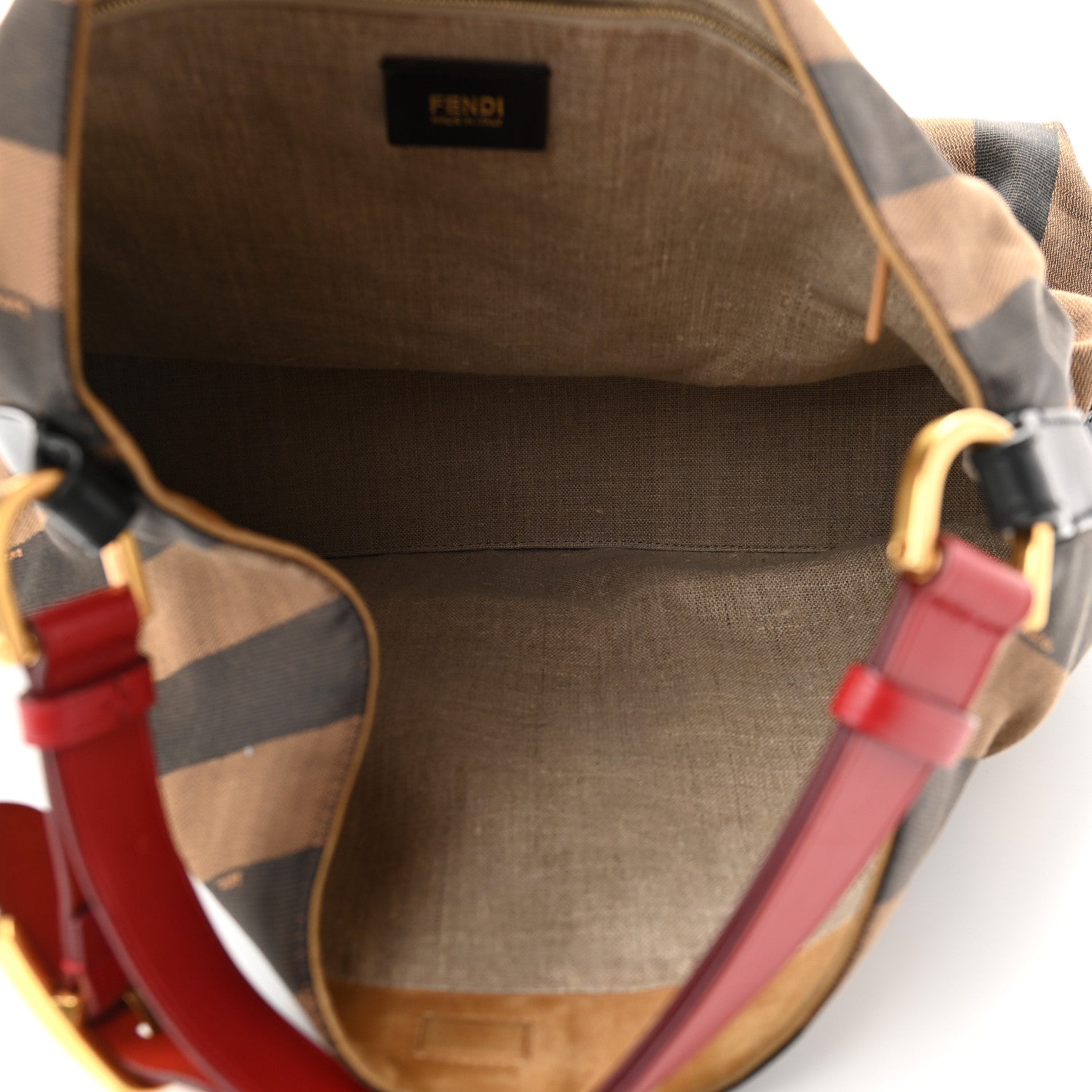 Fendi Pequin Cuoio Vegetale Large Hobo Tobacco Rosso Black 5 of 9
