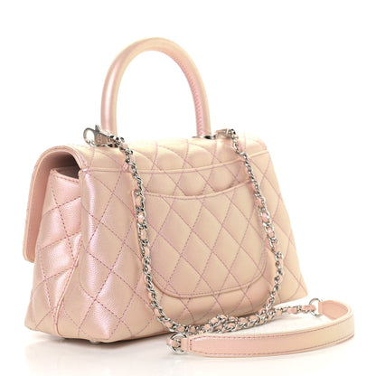 Chanel Iridescent Caviar Quilted Mini Coco Handle Flap Pink 3 of 9