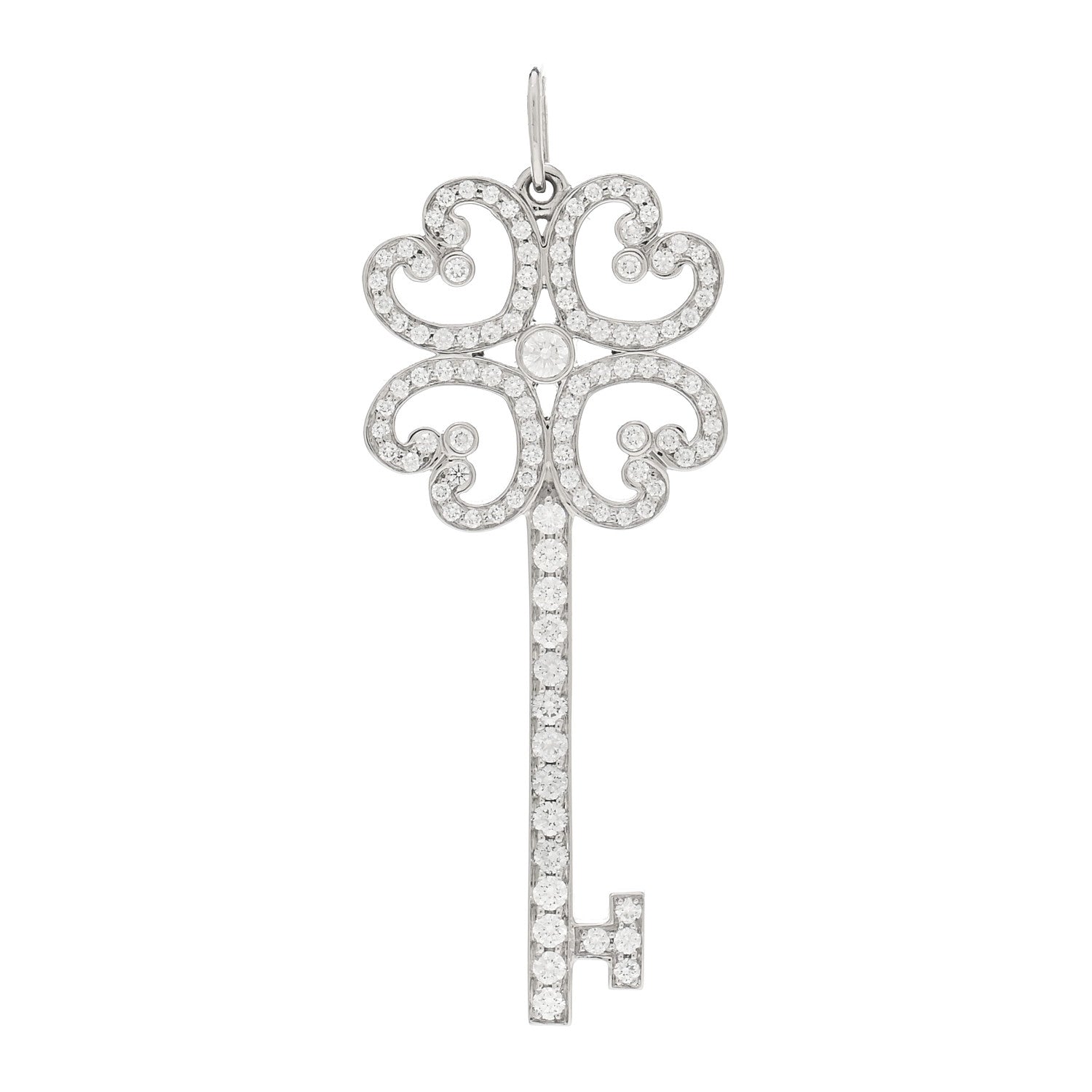 Tiffany Platinum Diamond Enchant Quatra Heart Key Pendant 1 of 4