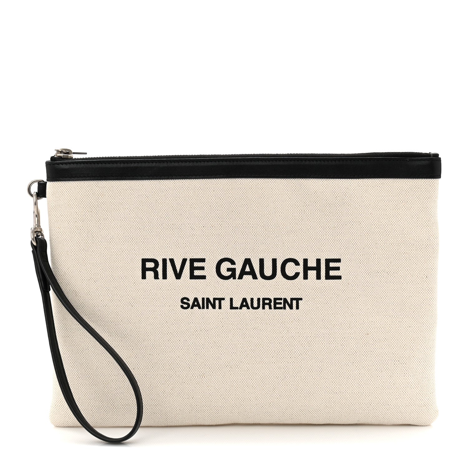 Saint Laurent Linen Canvas Rive Gauche Zipped Pouch Optic White 1 of 7