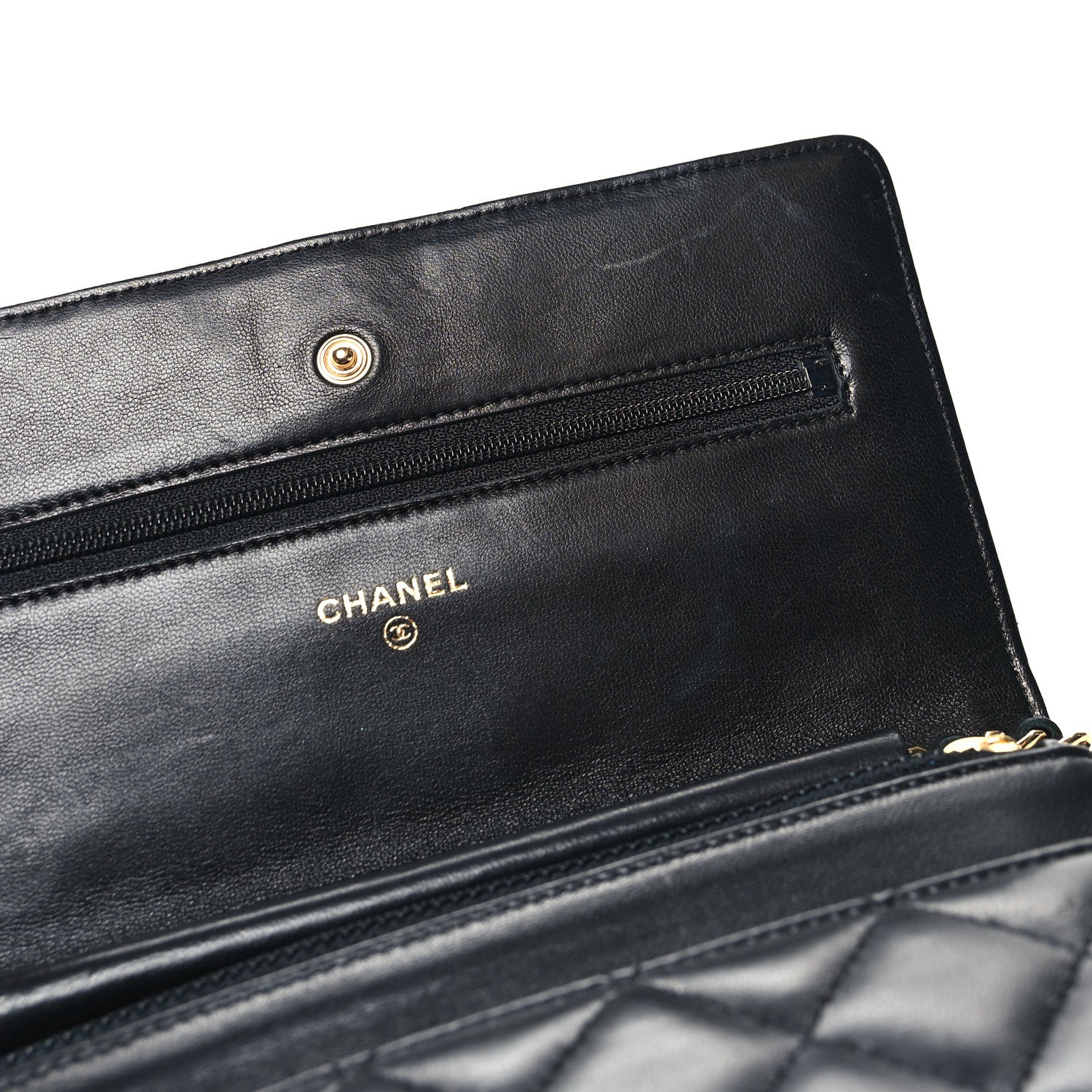 Chanel Lambskin Quilted Wallet On Chain WOC Black 12 of 13
