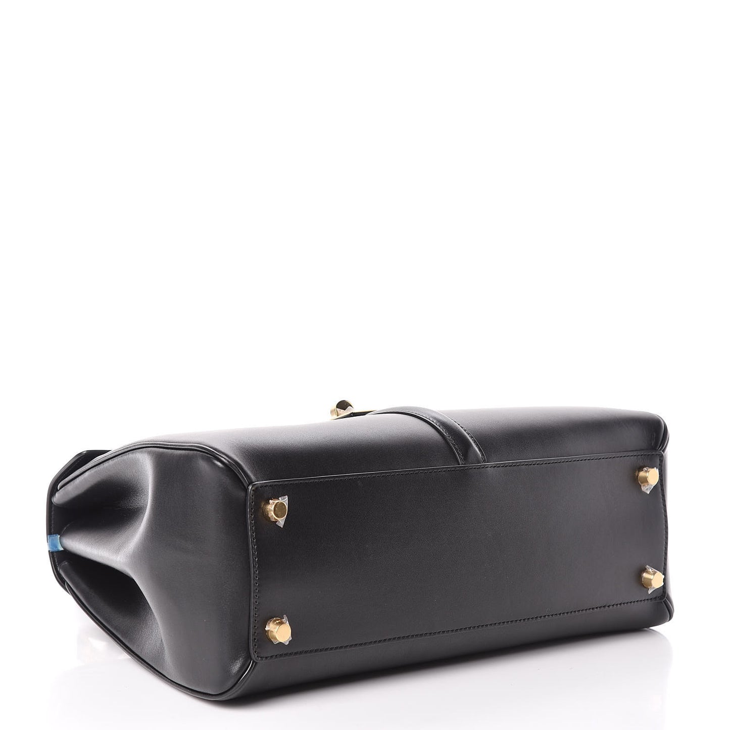 Satinated Calfskin Medium 16 Top Handle Bag Black