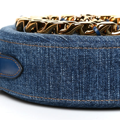 Versace Denim Mini La Medusa Chain Round Crossbody Bag Navy Blue 8 of 9