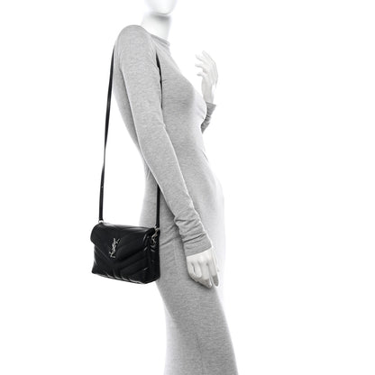 Saint Laurent Calfskin Y Quilted Monogram Toy Loulou Crossbody Bag Black 2 of 12