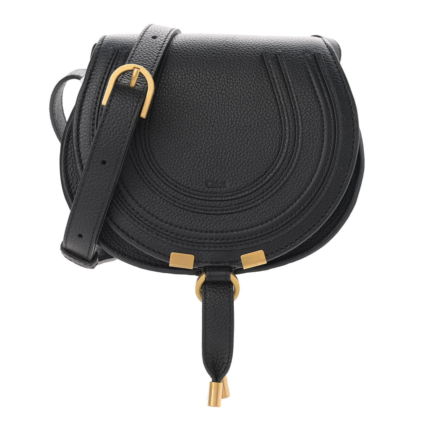 Calfskin Mini Marcie Round Crossbody Bag Black