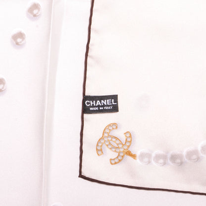 Chanel Silk Pearl CC Square Scarf Ivory 9 of 10