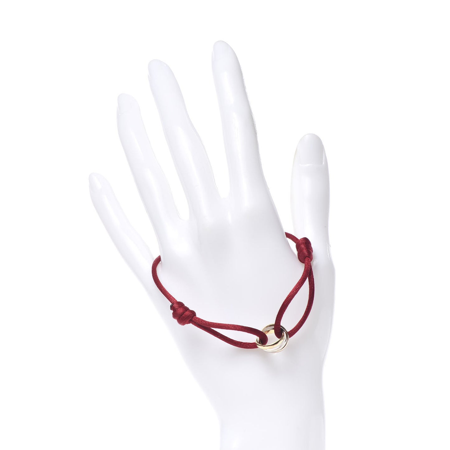 18K Pink Yellow White Gold Trinity Cord Bracelet Red