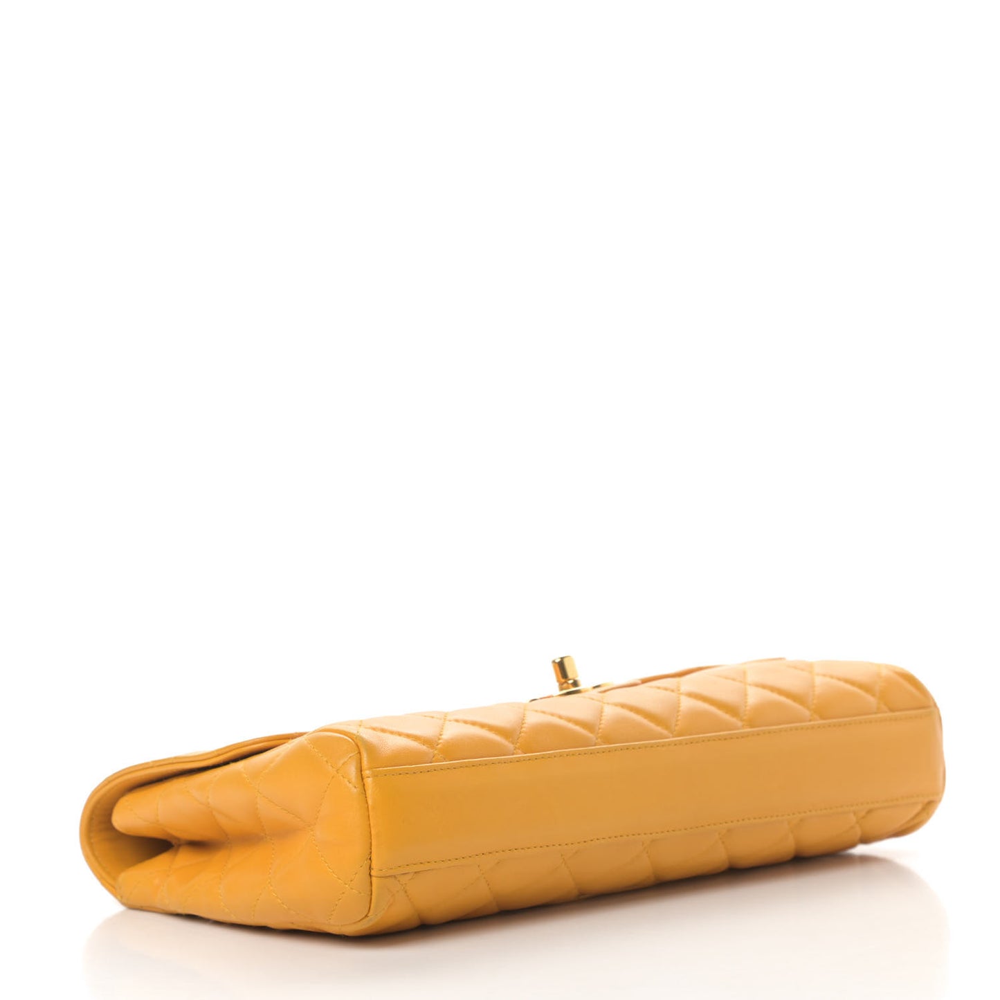 Lambskin Quilted Flap Clutch Yellow