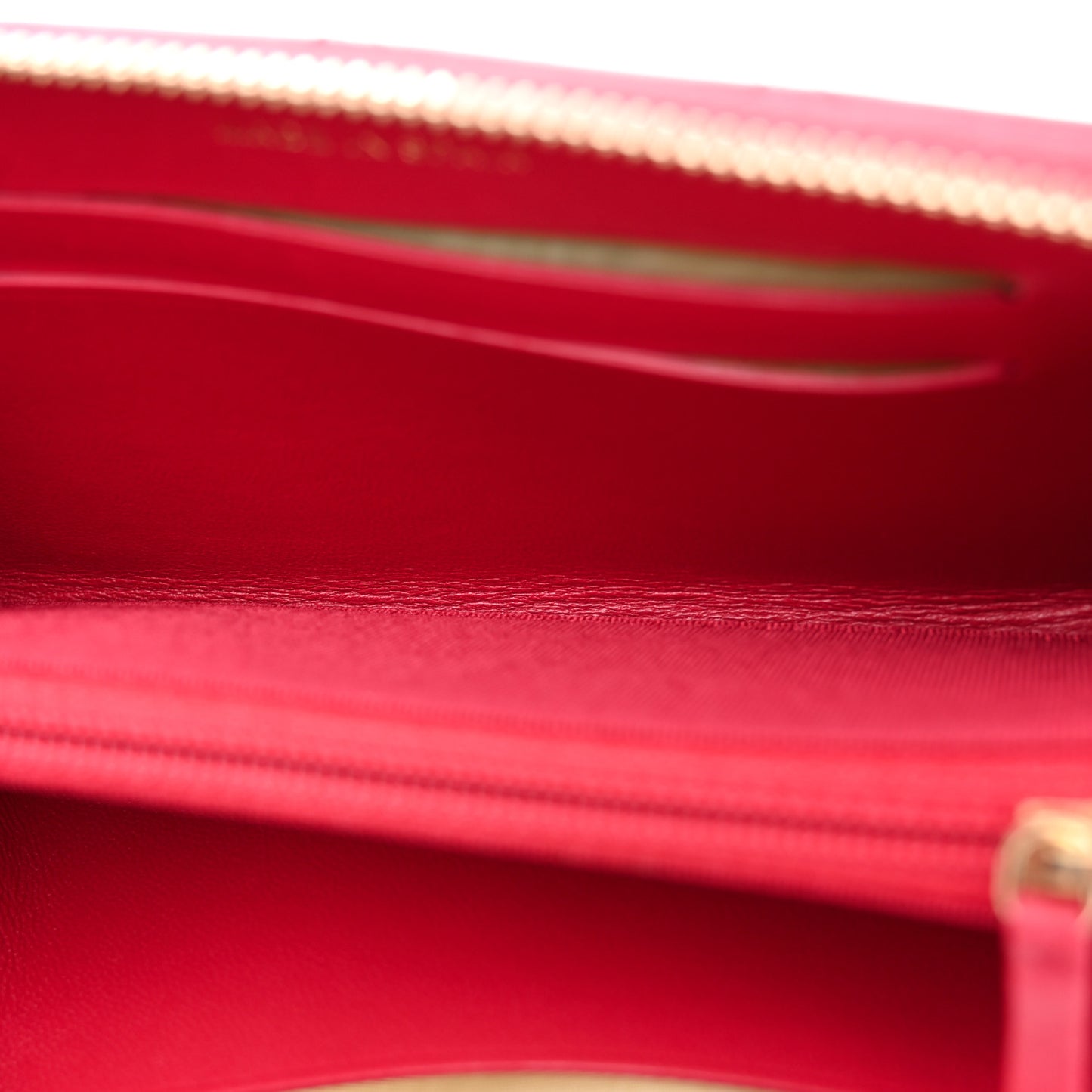 Lambskin Quilted Medium Zip Around Wallet Dark Pink