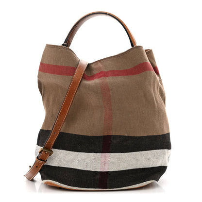 Burberry Canvas Mega Check Medium Ashby Hobo Saddle Brown 1 of 12