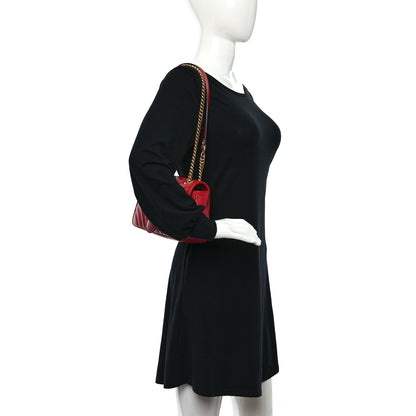 Gucci Calfskin Matelasse Small GG Marmont Shoulder Bag Hibiscus Red 2 of 11