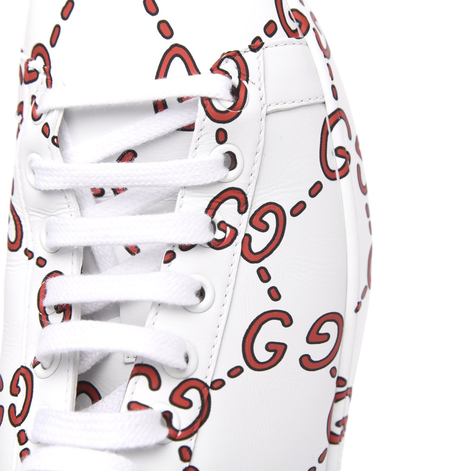 Gucci Calfskin GucciGhost Print Womens Ace Sneakers 37.5 White Hibiscus Red 10 of 10
