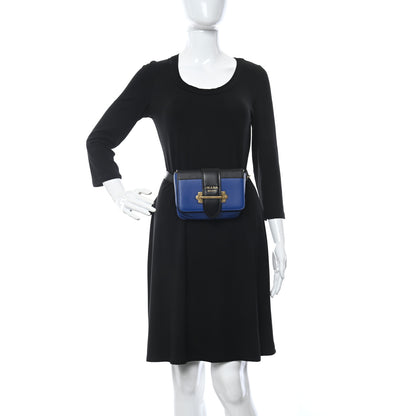 Prada Saffiano City Calf Cahier Belt Bag Black Bluette 2 of 10