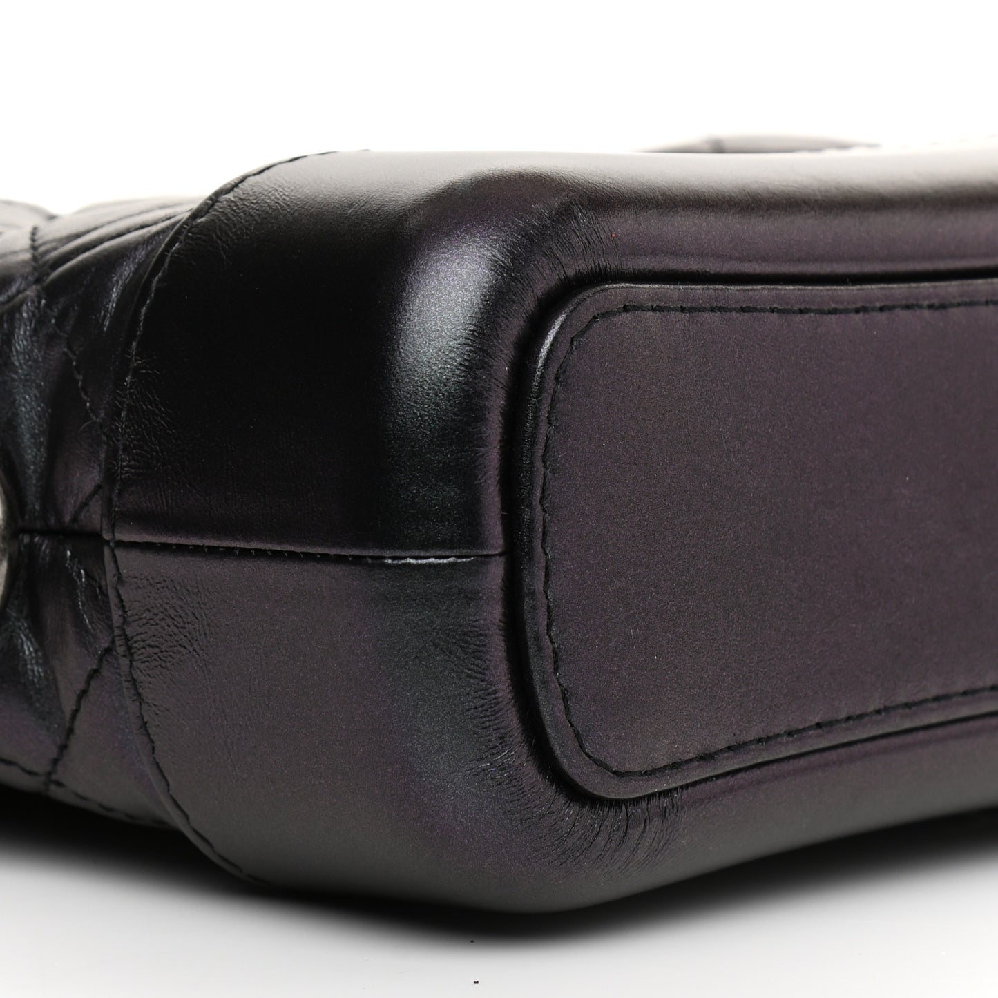 Iridescent Aged Calfskin Quilted Small Gabrielle Hobo Black