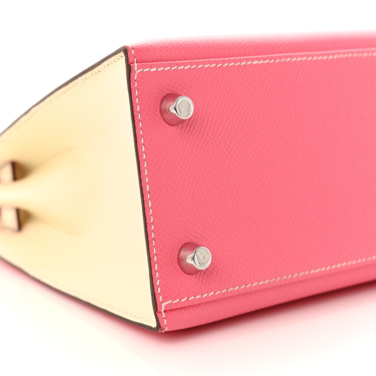 Hermes Epsom Bi-Color Horseshoe Kelly Sellier 25 Rose Azalee Craie 9 of 11