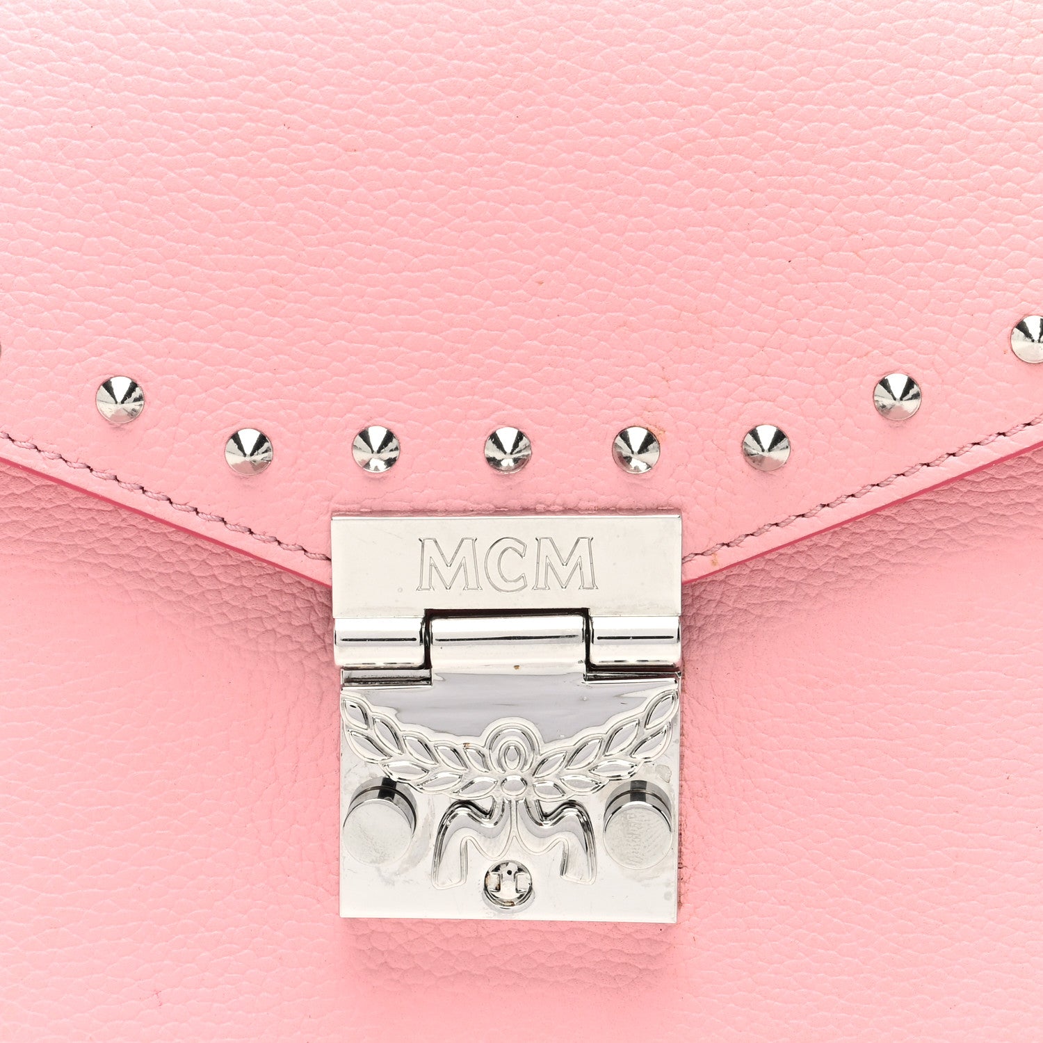 MCM Calfskin Studded Small Patricia Bag Pink 7 of 10