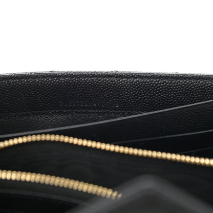Saint Laurent Grain De Poudre Matelasse Chevron Monogram Flap Wallet Black 8 of 10