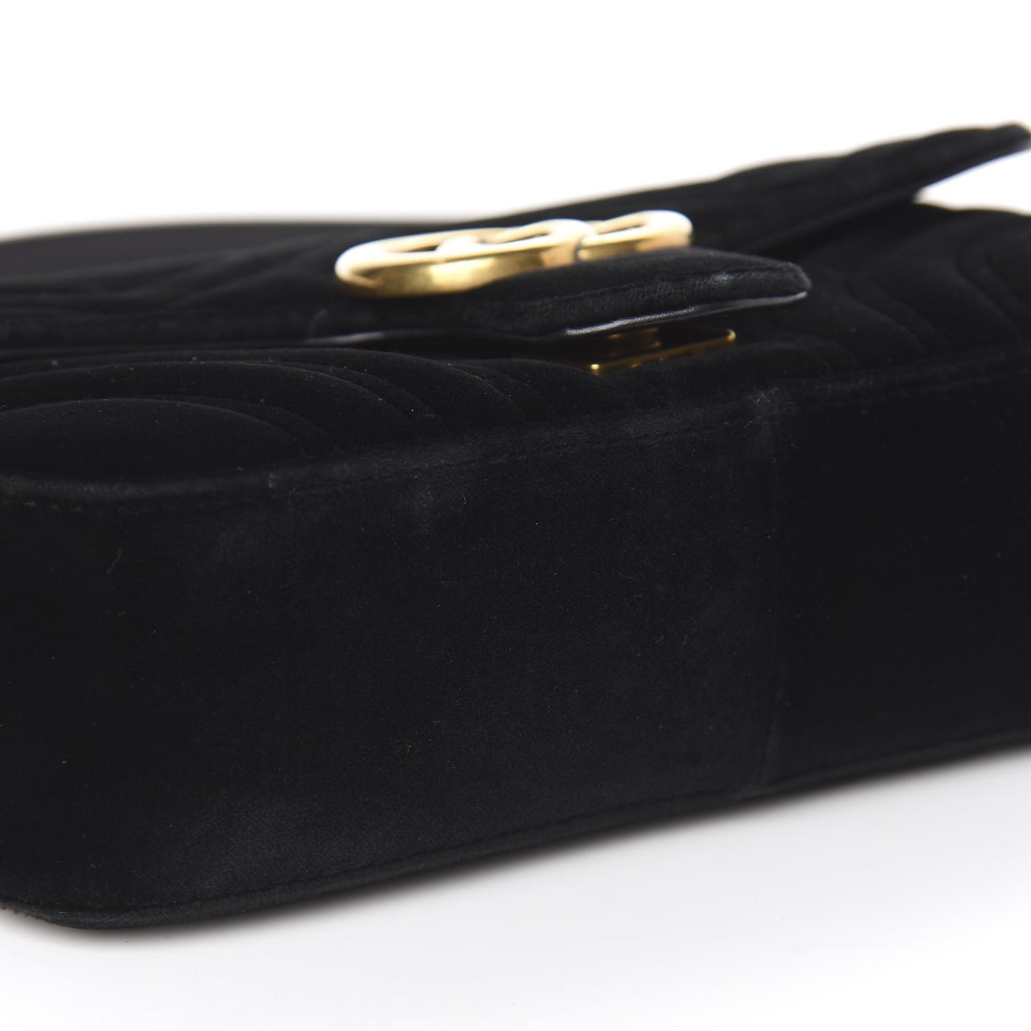 Velvet Matelasse Mini GG Marmont Shoulder Bag Black