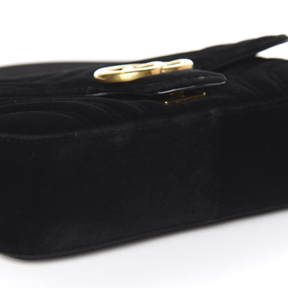 Gucci Velvet Matelasse Mini GG Marmont Shoulder Bag Black 8 of 14