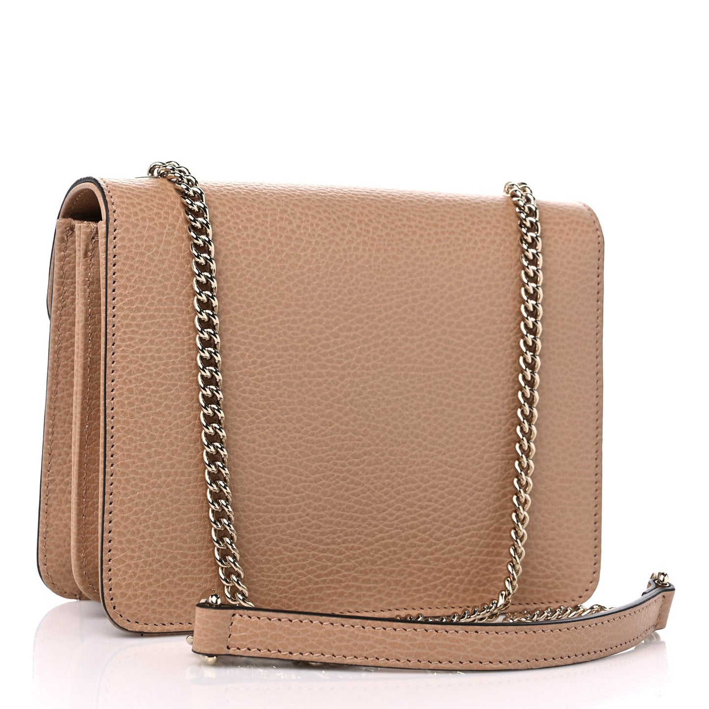 Dollar Calfskin Small Interlocking G Shoulder Bag Camelia