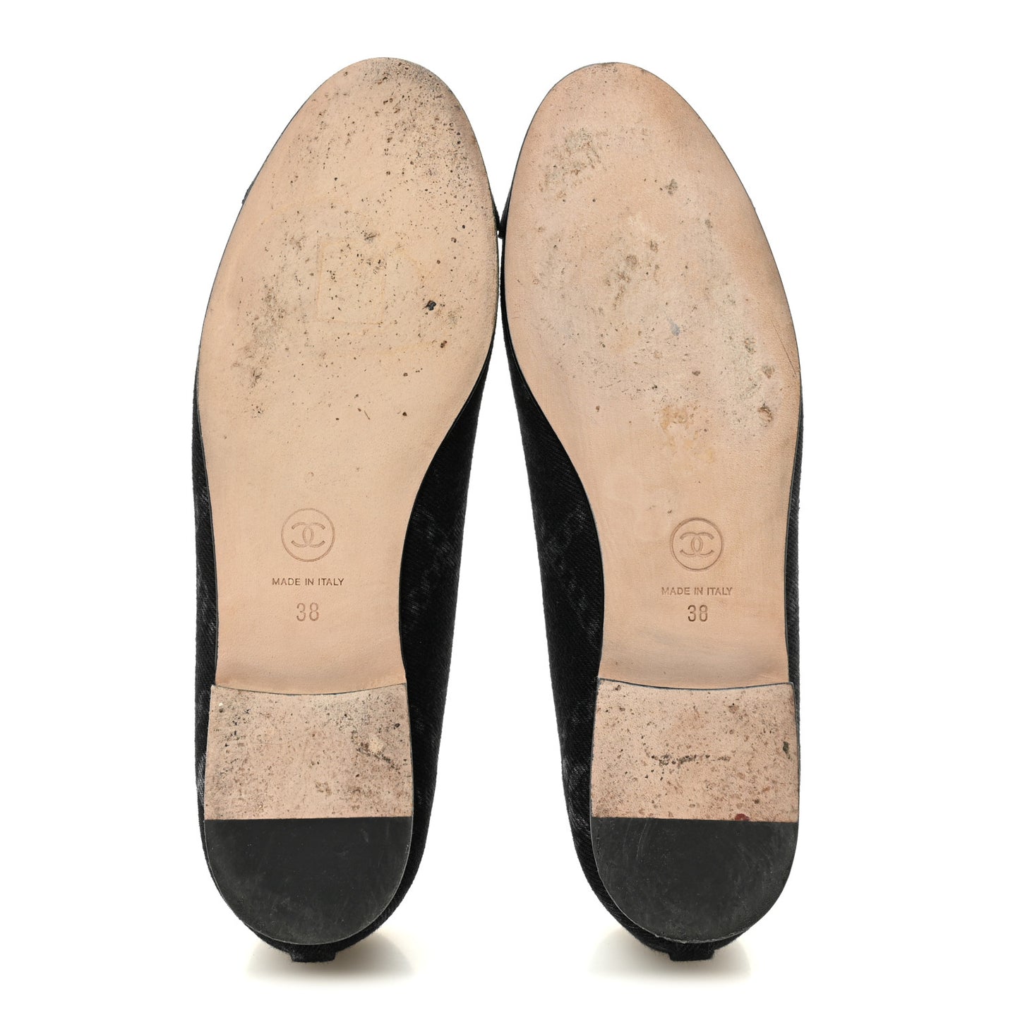 Denim Printed Cap Toe Ballerina Flats 38 Black White