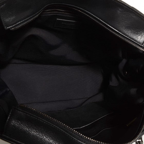 Saint Laurent Sheepskin Classic Matelasse Chevron Large Monogram Shopping Bag Black 5 of 18