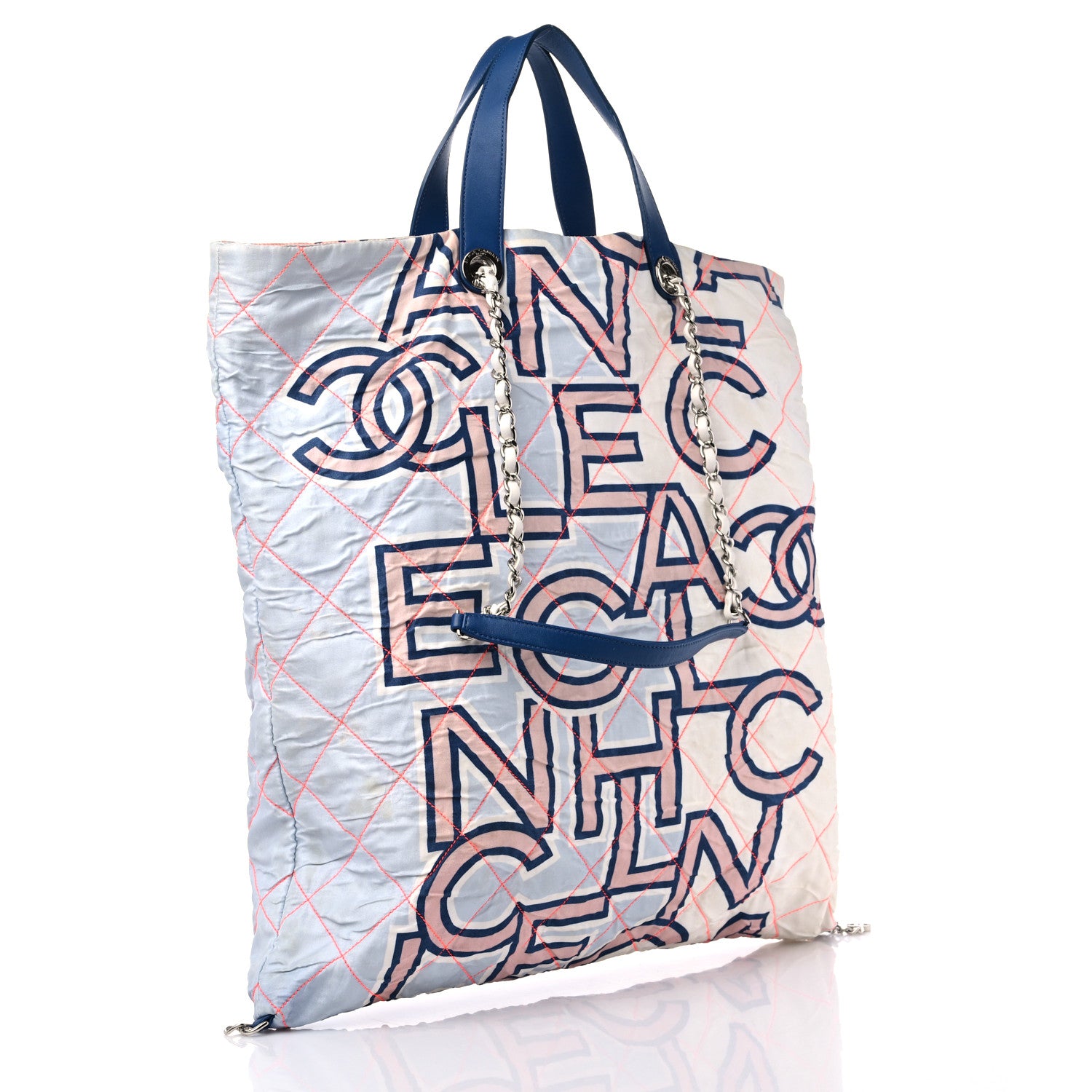 Chanel Nylon Stitched Printed Logo Shopping Bag Multicolor 2 of 11
