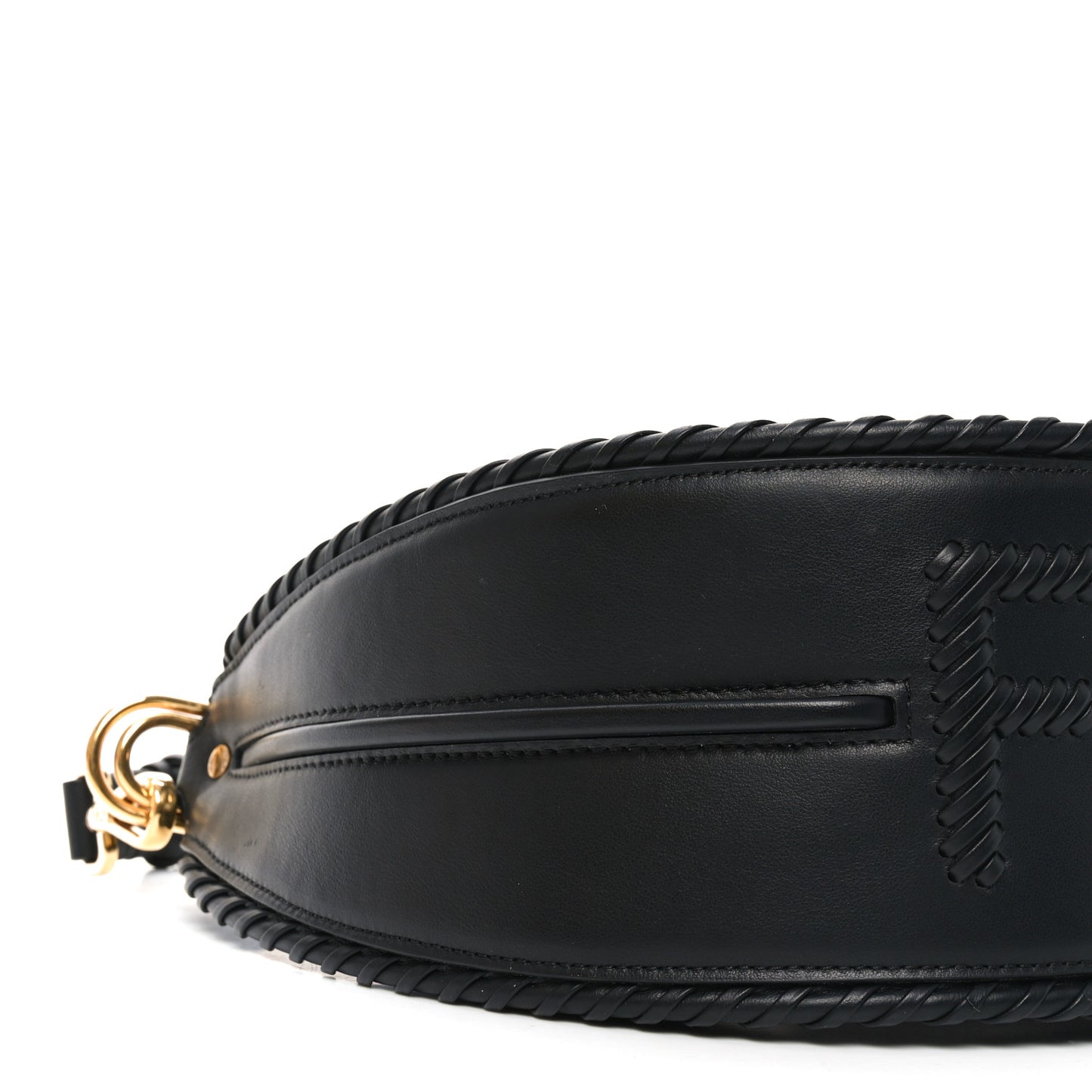 Vitello Grace Matte Whipstitch Small Fendigraphy Hobo Bag Black