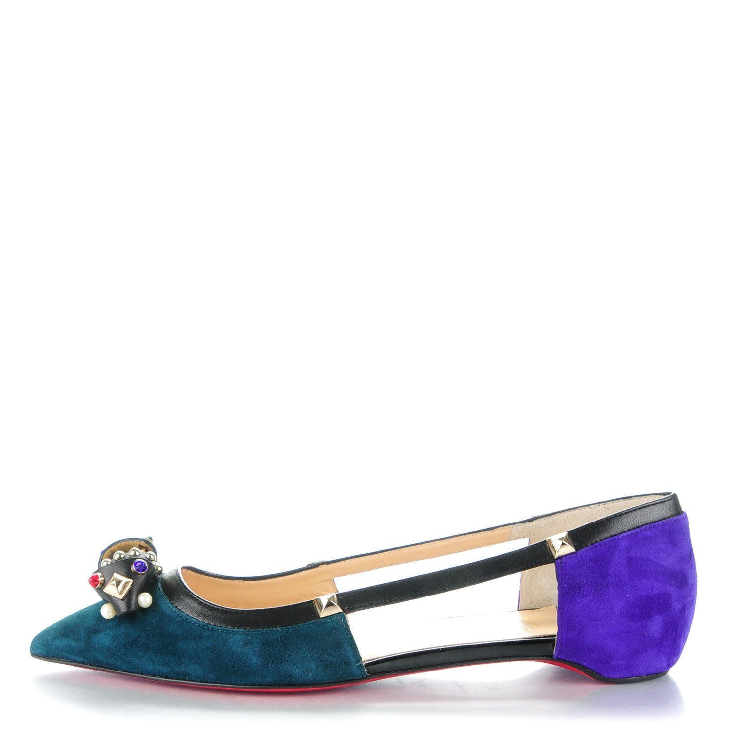 Christian Louboutin Veau Velours Nappa Tudor Young Flats 38 Version Multi 1 of 8