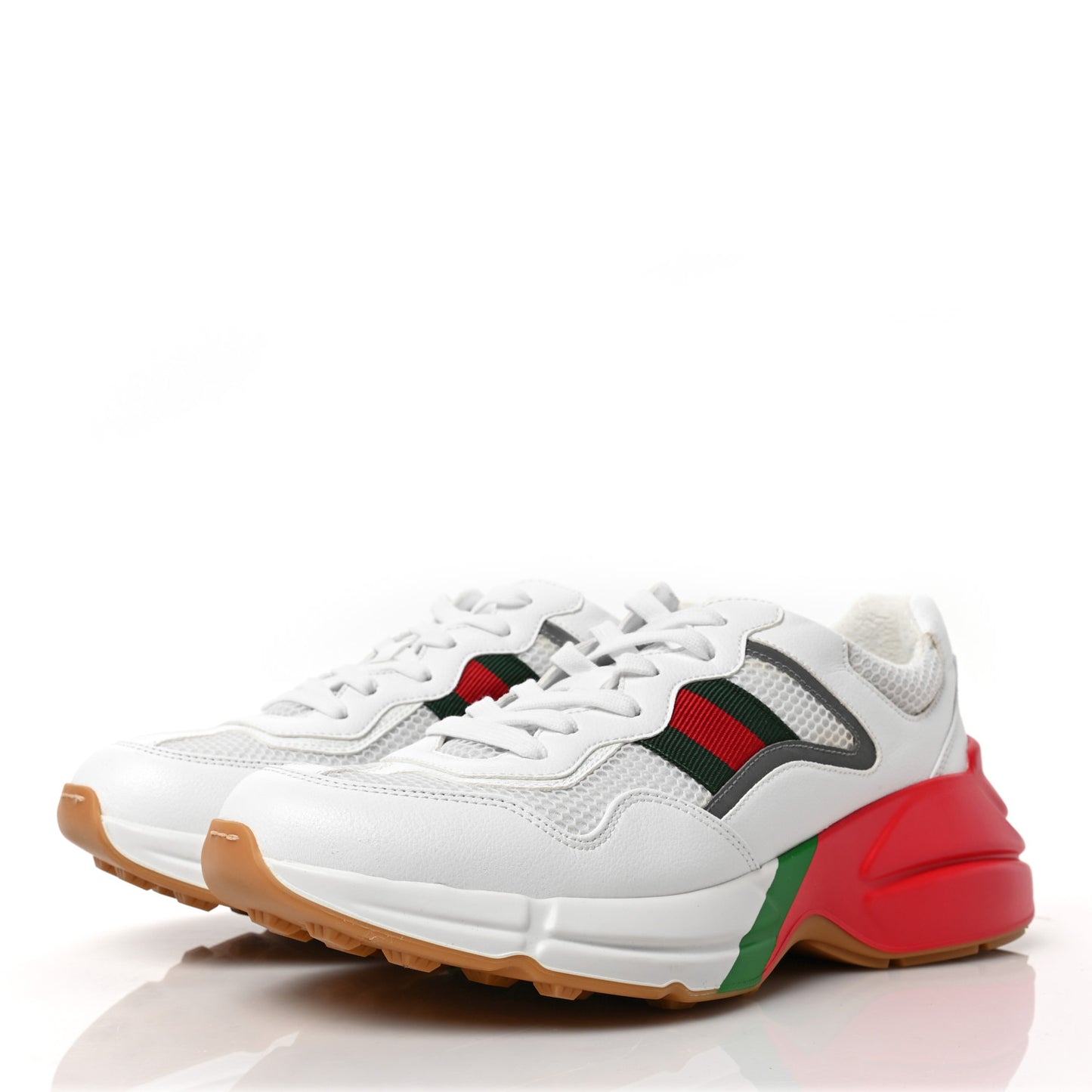 Lavaredo Eco Fabric Mesh Web Mens Rhyton Reflective Sneakers 8 Great White Green Red Silver