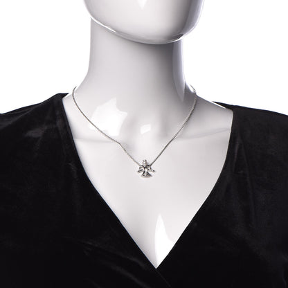 Mikimoto 18K White Gold Diamond Akoya Pearl Angel Pendant Necklace 2 of 5