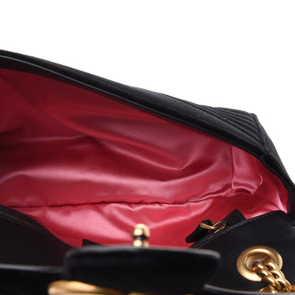 Gucci Velvet Matelasse Small GG Marmont Shoulder Bag Black 5 of 14