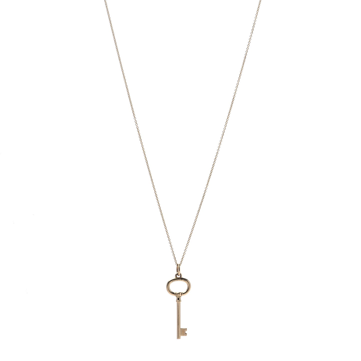 18K Yellow Gold Small Oval Key Pendant Necklace