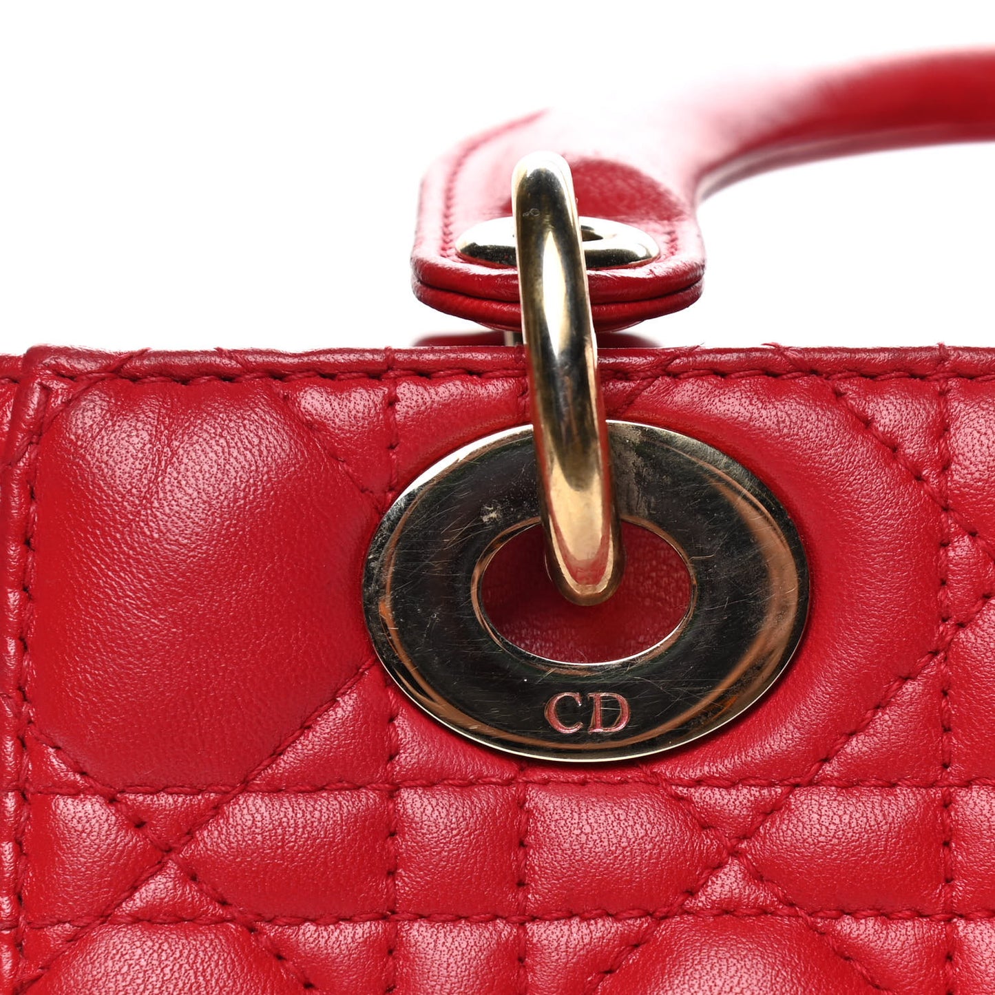 Lambskin Cannage Small Lucky Badges My Lady Dior Red